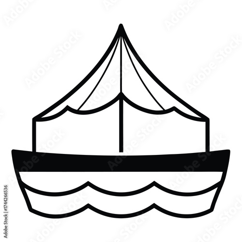 boat canopy simple line art silhouette vector icon