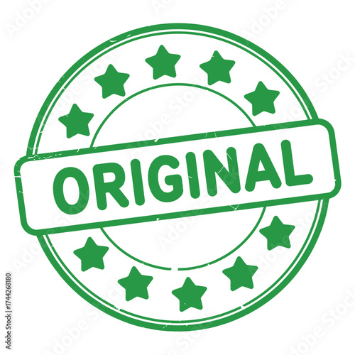 Green circular stamp with the word original and stars