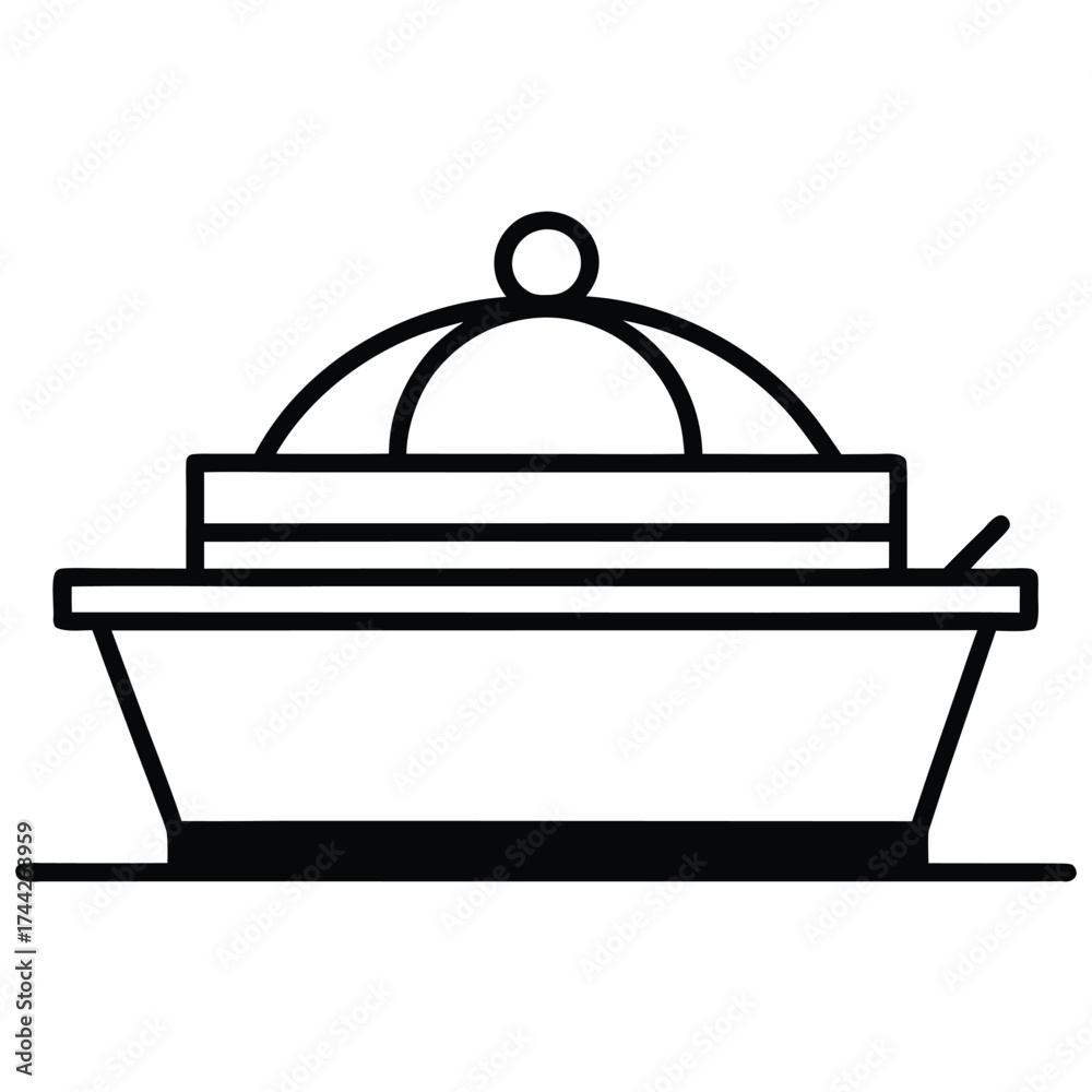 Fototapeta premium cruise buffet deck simple line art silhouette vector icon