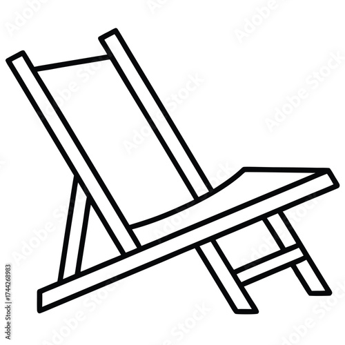 cruise deck chair simple line art silhouette vector icon