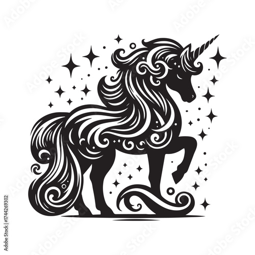 Wallpaper Mural unicorn silhouette vector set Torontodigital.ca