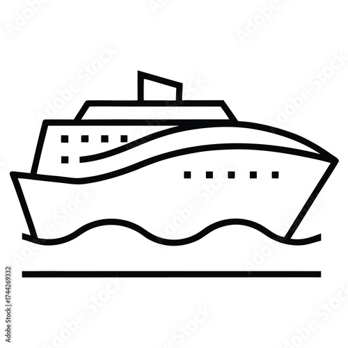 cruise liner simple line art silhouette vector icon