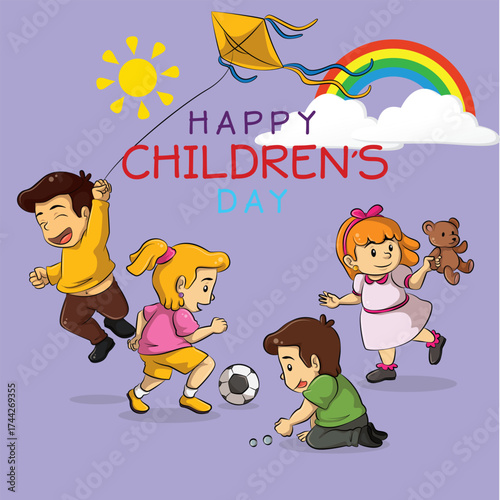 world childeren's day in illustrator