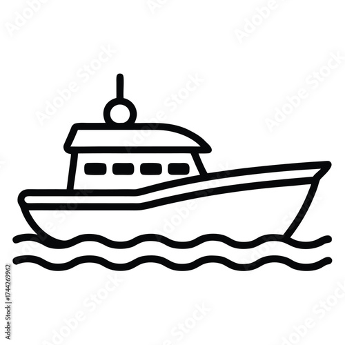 docked boat simple line art silhouette vector icon