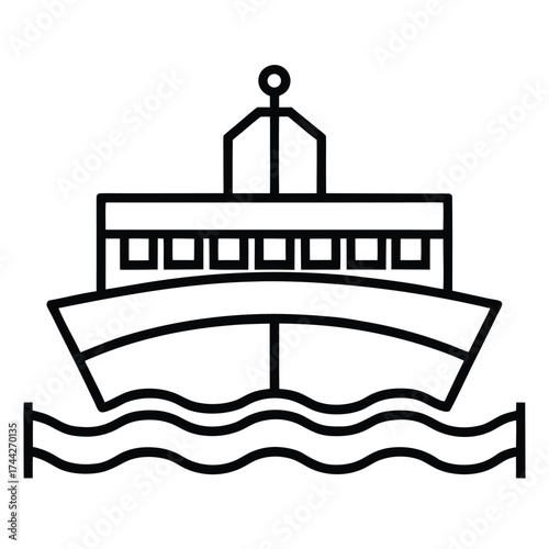 ferry deck simple line art silhouette vector icon