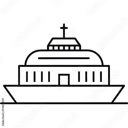 ferry terminal simple line art silhouette vector icon
