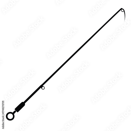 fishing rod silhouette simple line art silhouette vector icon