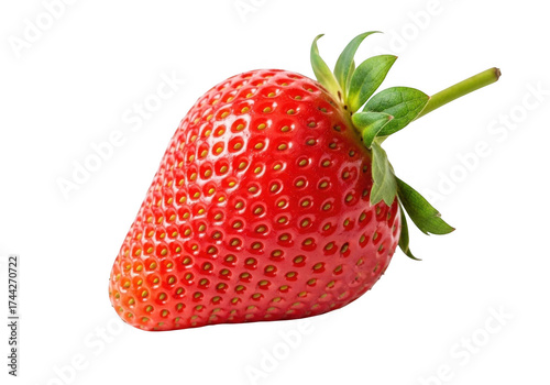 Juicy ripe strawberry isolated on a black background for food photography and design isolated on transparent background