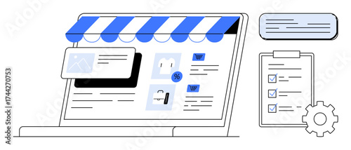 Online storefront featuring product categories, cart, and management tools. Ideal for online shopping, e-commerce, digital marketing, inventory control, business management, website design simple