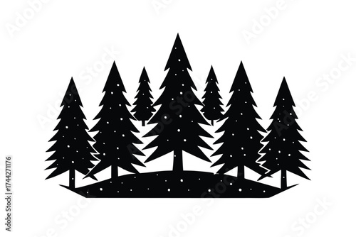 frosty forest simple line art silhouette vector icon