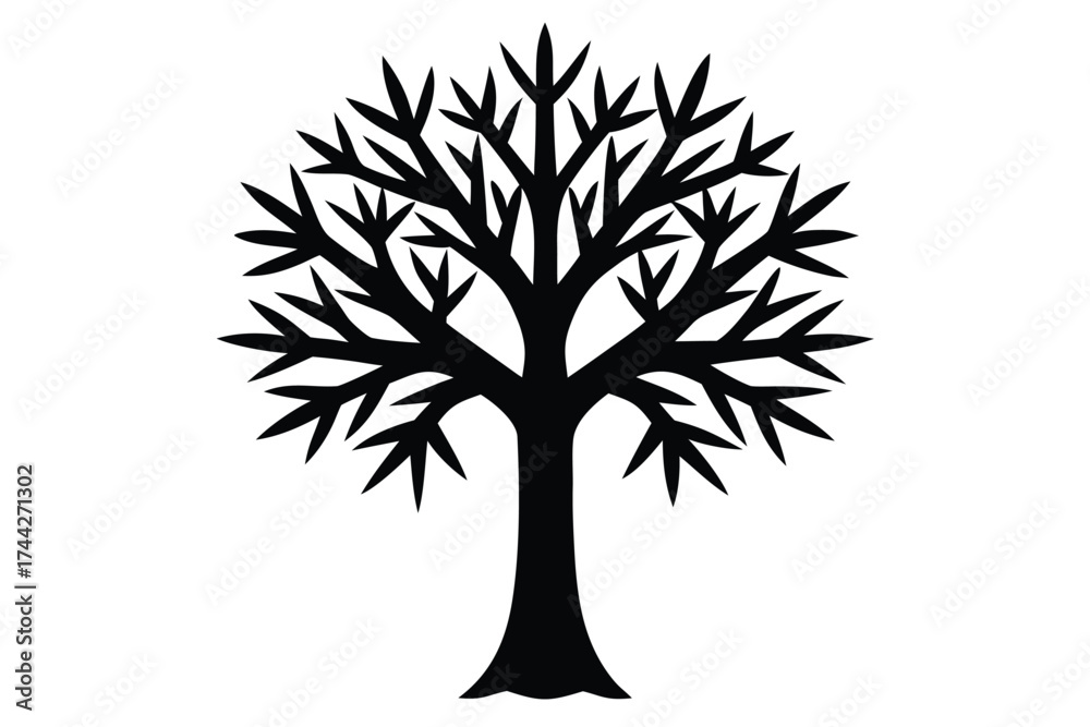 Obraz premium frosty tree simple line art silhouette vector icon