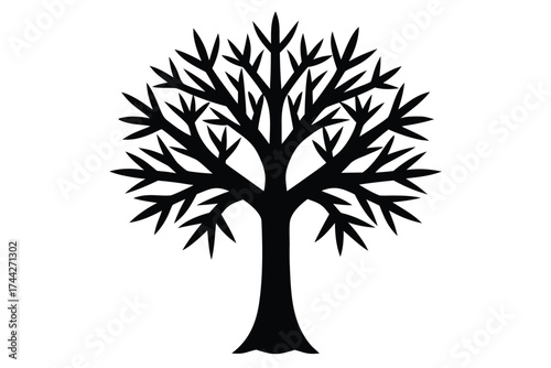 frosty tree simple line art silhouette vector icon