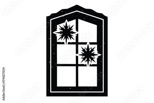 frosty window simple line art silhouette vector icon