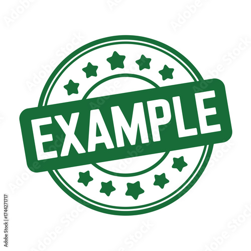 Green circular stamp with the word example
