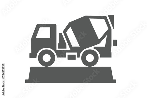 Minimalist cement mixer icon on dark textured background