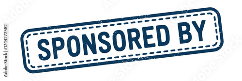 Distressed blue and white sponsored by stamp graphic
