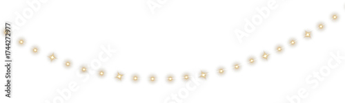 Golden garland lights PNG transparent background