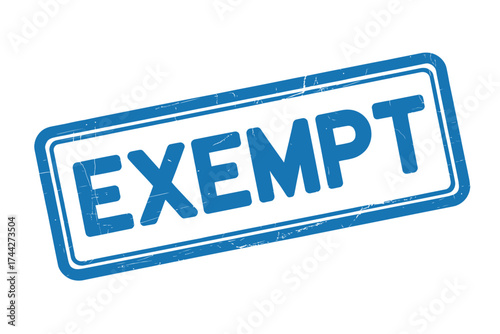 Blue rubber stamp with the word exempt