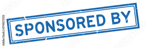 Distressed blue stamp graphic indicating sponsorship