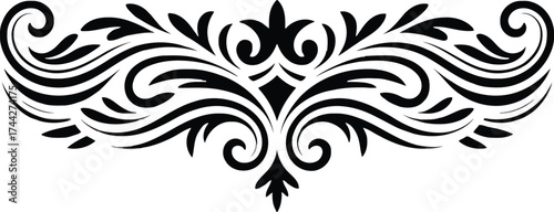 Elegant black ornamental flourish with swirling decorative elements