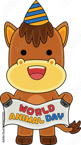 cartoon animal celebrating world animal day