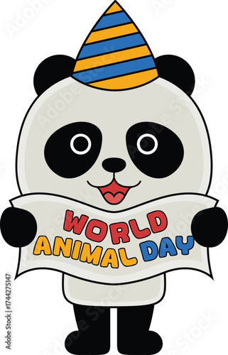 cartoon animal celebrating world animal day