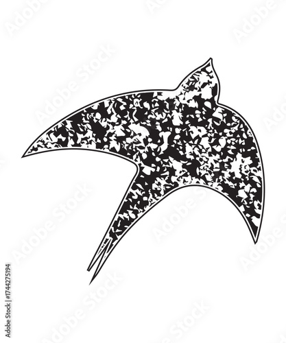 Grunge Flying Bird Silhouette Vector.