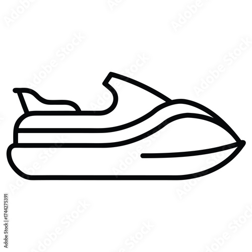 jet ski minimal simple line art silhouette vector icon