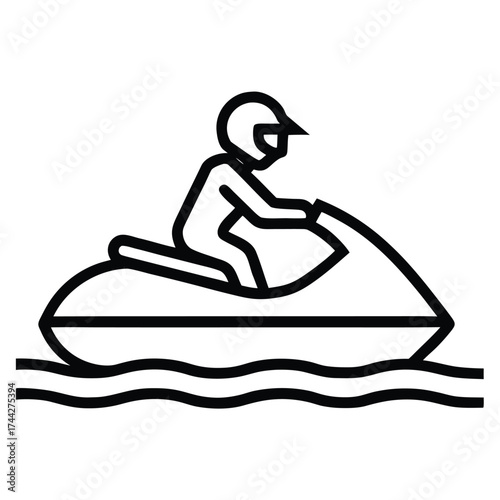 jet ski rider simple line art silhouette vector icon