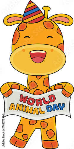 cartoon animal celebrating world animal day