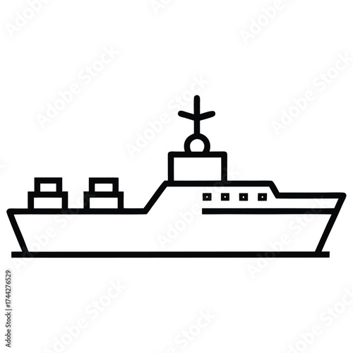 naval fleet simple line art silhouette vector icon