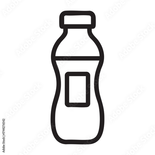 Simple outline drawing of a plastic beverage bottle with a blank label area for customization