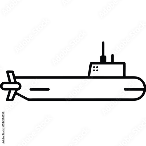 naval submarine periscope simple line art silhouette vector icon