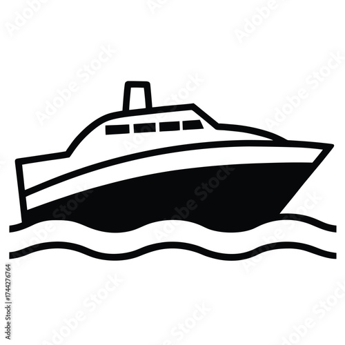 ocean liner silhouette simple line art silhouette vector icon