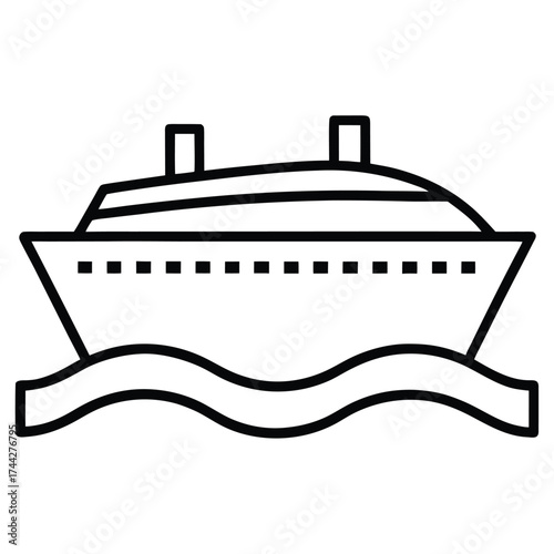 ocean liner simple line art silhouette vector icon