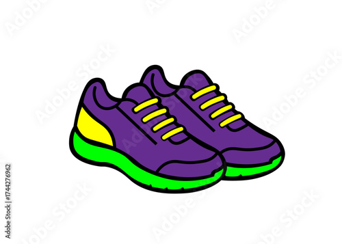 Purple cartoon sneakers. Vector illustration