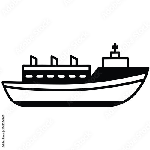 oil tanker simple line art silhouette vector icon