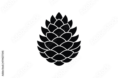 pinecone simple line art silhouette vector icon