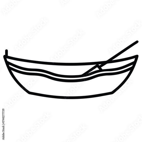 rowboat simple line art silhouette vector icon