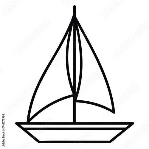 sail mast simple line art silhouette vector icon