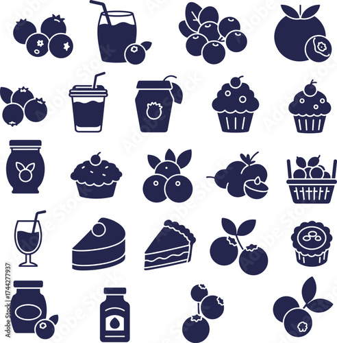 Minimalist Vector Collection of Blueberry Varieties and Products