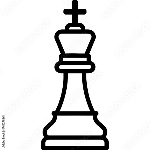 Chess king piece outline icon vector