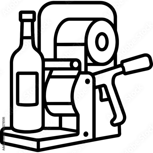 Wine label applicator outline icon vector