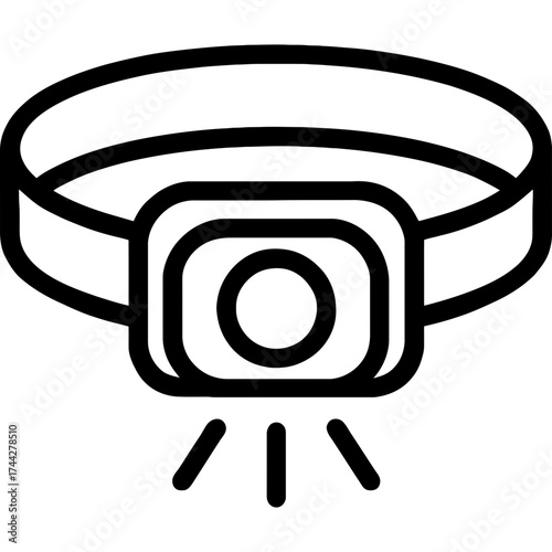 Headlamp camping outline icon vector