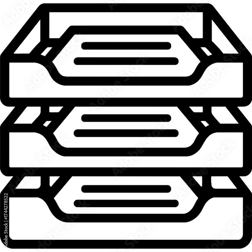 Letter tray office organizer outline icon vector