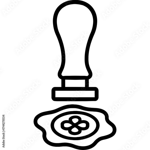 Wax stamp stationery tool outline icon vector