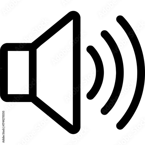 Volume up audio control outline icon vector
