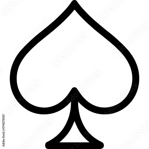 Spade suit symbol outline icon vector