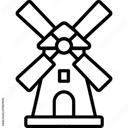 Windmill structure outline icon vector