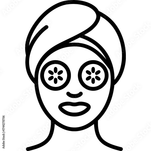Facial mask cucumber eyes treatment outline icon vector